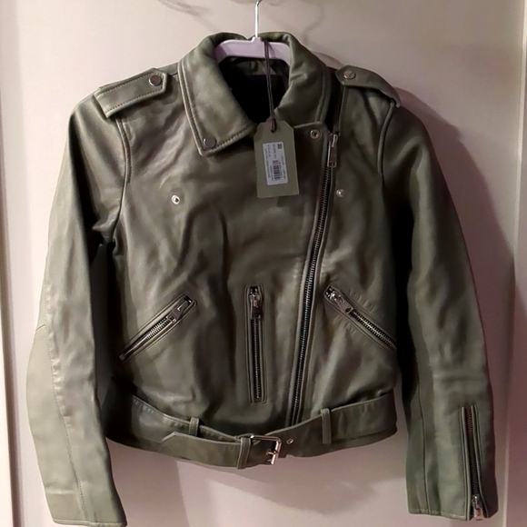 Brand New Leather All Saints Bomber Jacket